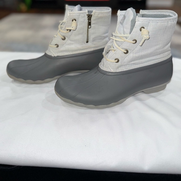Sperry Saltwater Duck Grey Lace Up Round Toe Duck Boots STS80411 Women's Size 11 - Picture 1 of 11